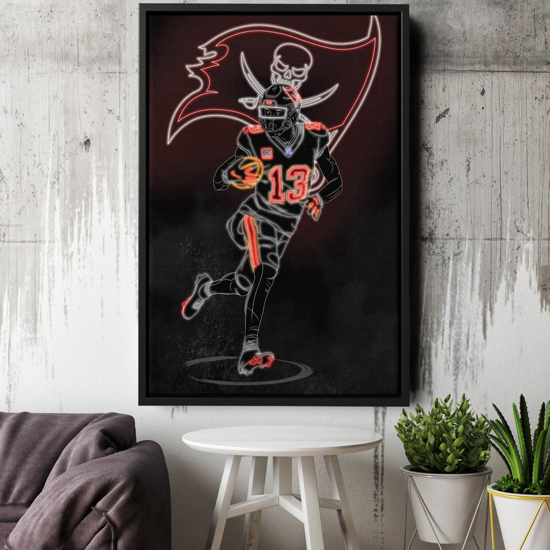 Mike Evans Neon Canvas Art | Buccaneers Wall Decor - CanvasNeon