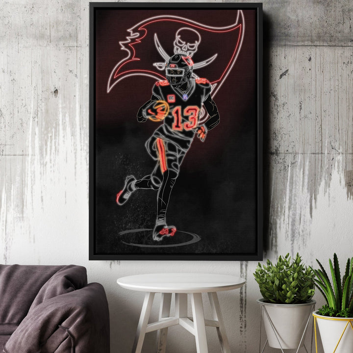 Mike Evans Neon Canvas Art | Buccaneers Wall Decor - CanvasNeon
