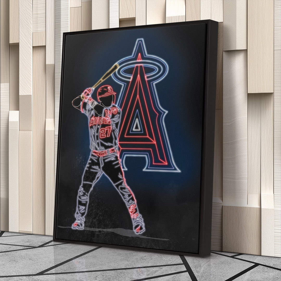 Mike Trout Neon Canvas Art | Angels Wall Decor - CanvasNeon