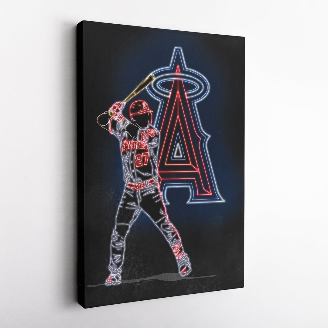 Mike Trout Neon Canvas Art | Angels Wall Decor - CanvasNeon