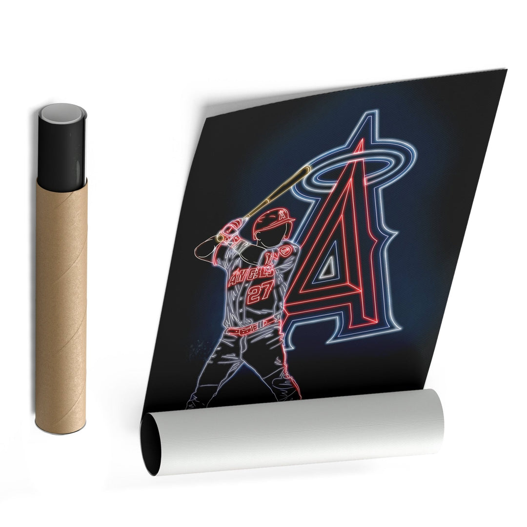 Mike Trout Neon Canvas Art | Angels Wall Decor - CanvasNeon