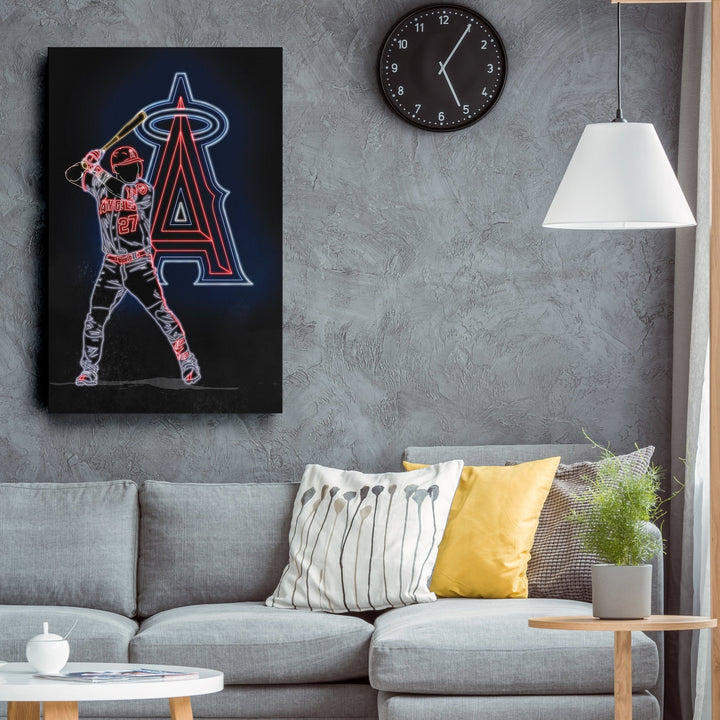 Mike Trout Neon Canvas Art | Angels Wall Decor - CanvasNeon