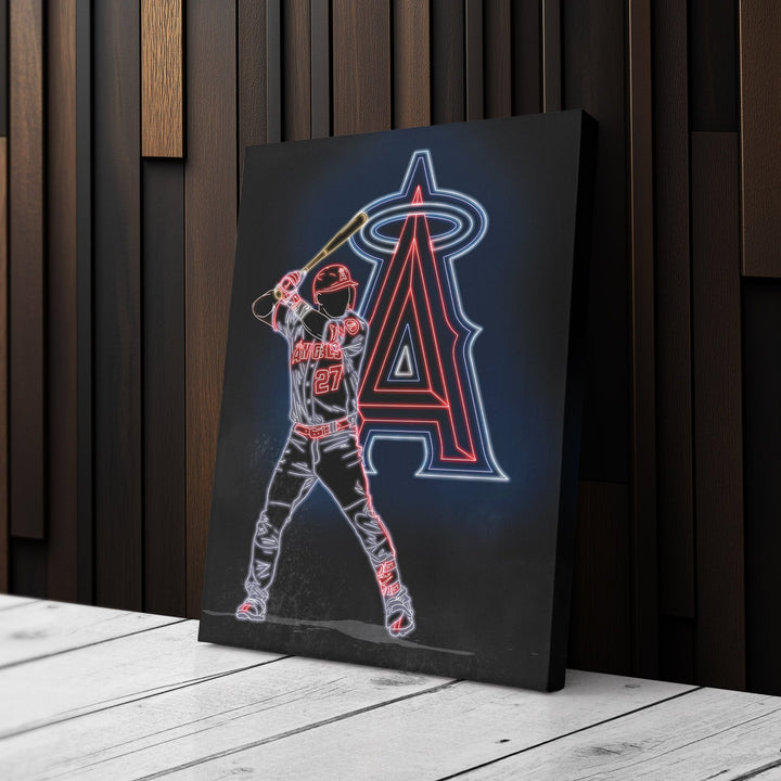 Mike Trout Neon Canvas Art | Angels Wall Decor - CanvasNeon