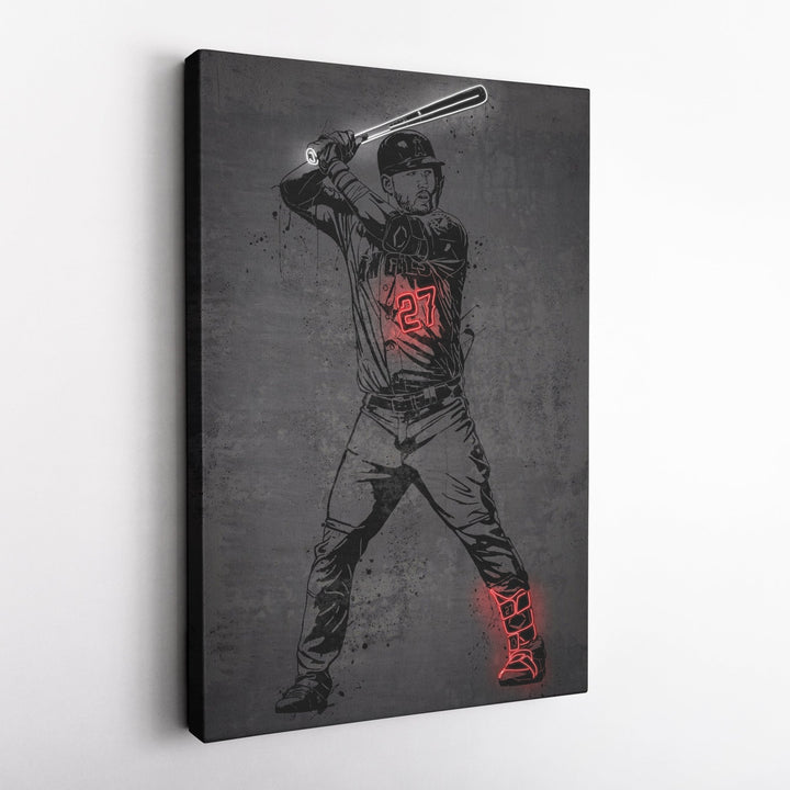 Mike Trout Neon Canvas Art | Modern Wall Decor for Angels Fans - CanvasNeon
