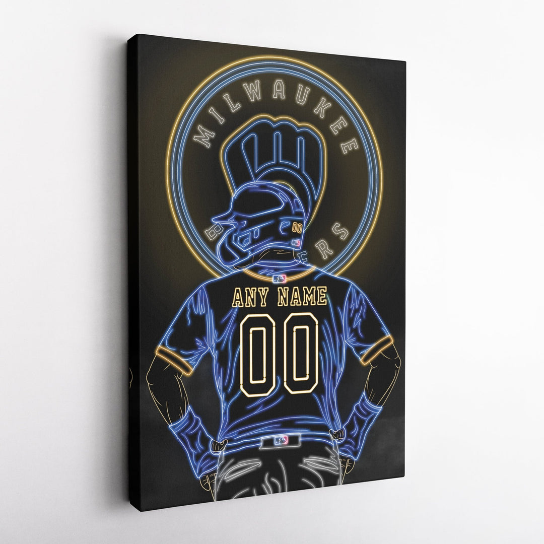 Milwaukee Brewers Personalized Jersey Canvas | Neon Wall Art - CanvasNeon