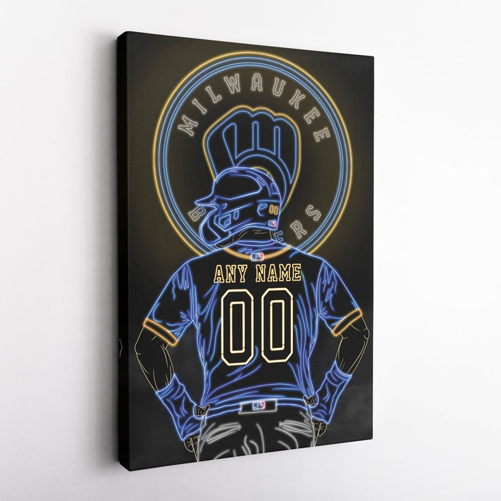 Milwaukee Brewers Personalized Jersey Canvas | Neon Wall Art - CanvasNeon