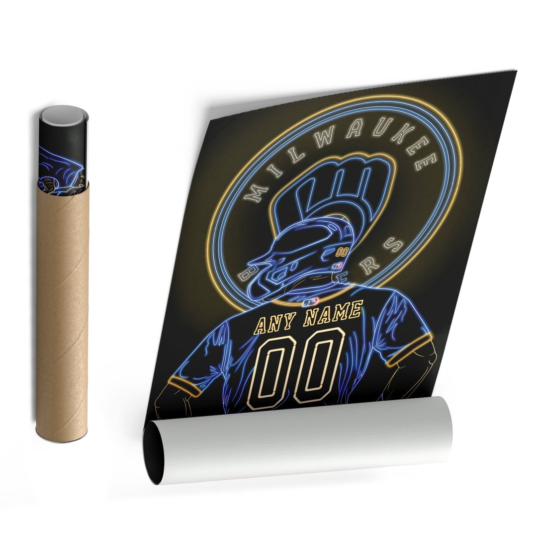 Milwaukee Brewers Personalized Jersey Canvas | Neon Wall Art - CanvasNeon