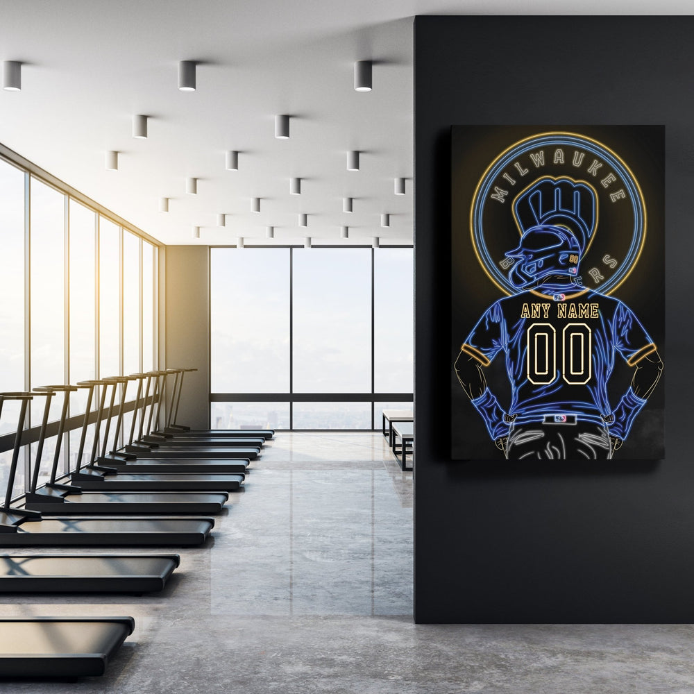 Milwaukee Brewers Personalized Jersey Canvas | Neon Wall Art - CanvasNeon