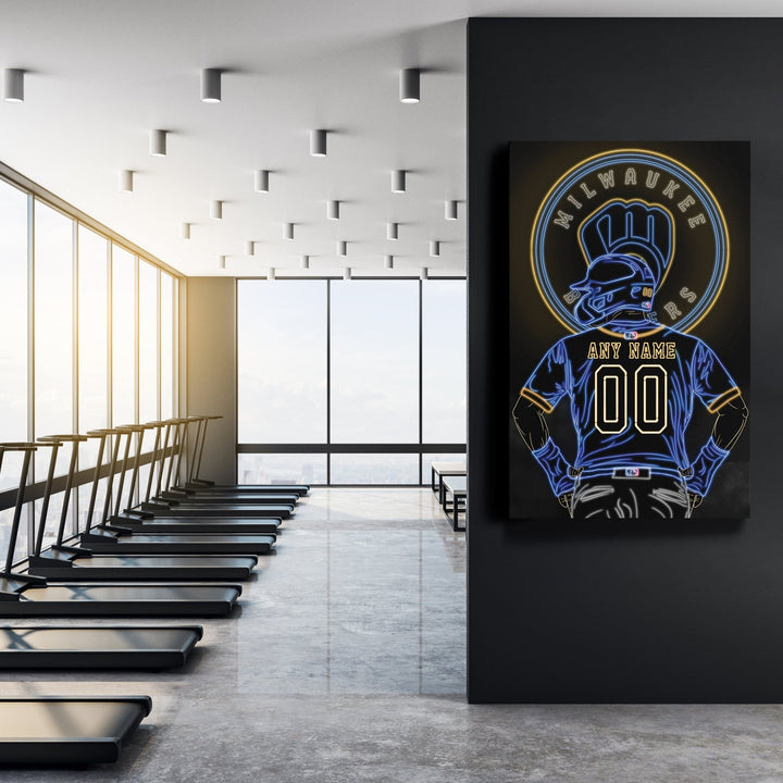 Milwaukee Brewers Personalized Jersey Canvas | Neon Wall Art - CanvasNeon
