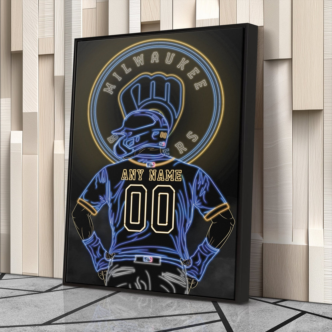 Milwaukee Brewers Personalized Jersey Canvas | Neon Wall Art - CanvasNeon