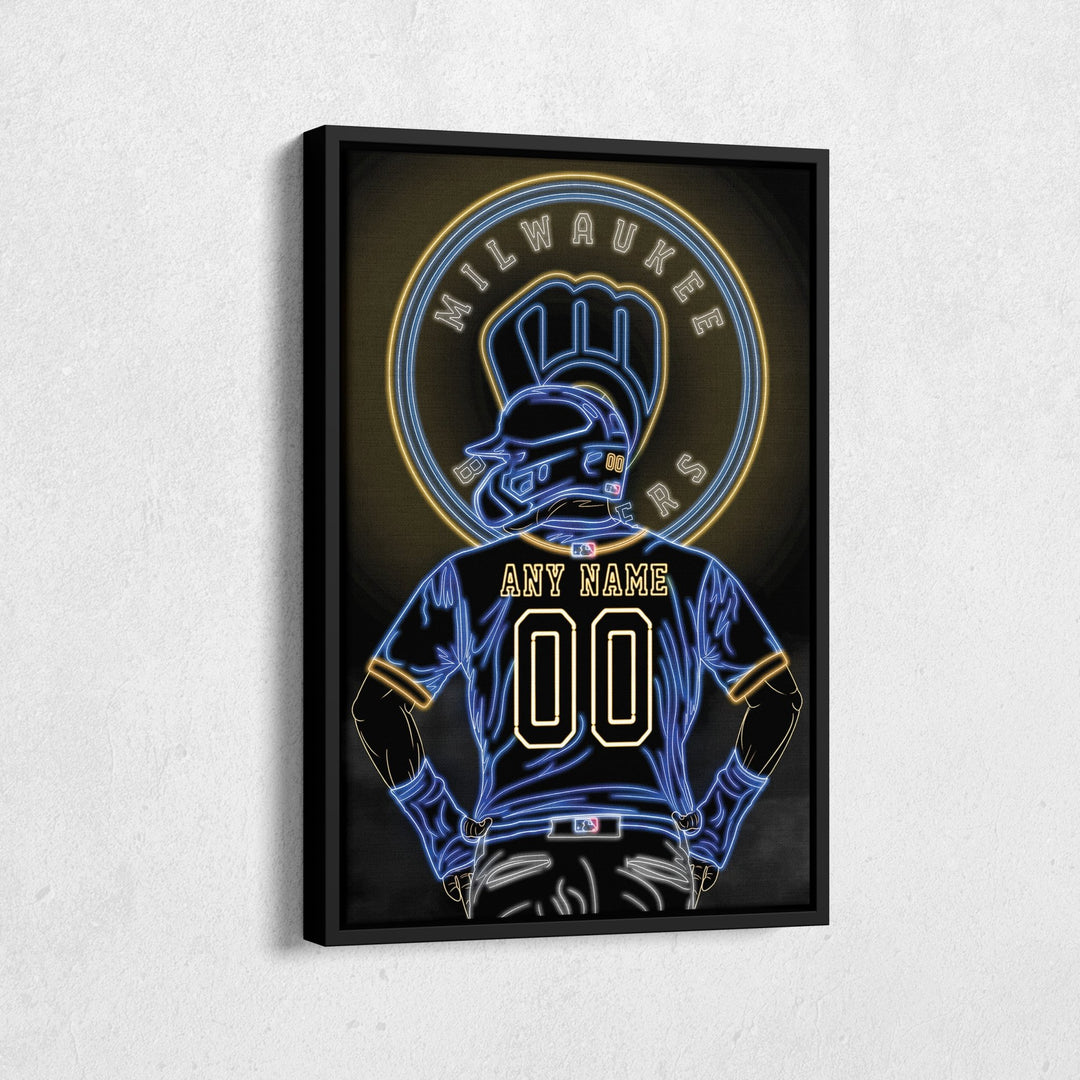 Milwaukee Brewers Personalized Jersey Canvas | Neon Wall Art - CanvasNeon