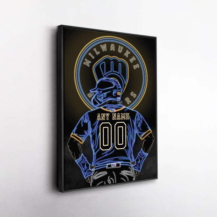 Milwaukee Brewers Personalized Jersey Canvas | Neon Wall Art - CanvasNeon