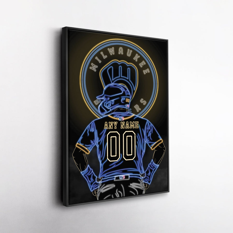 Milwaukee Brewers Personalized Jersey Canvas | Neon Wall Art - CanvasNeon