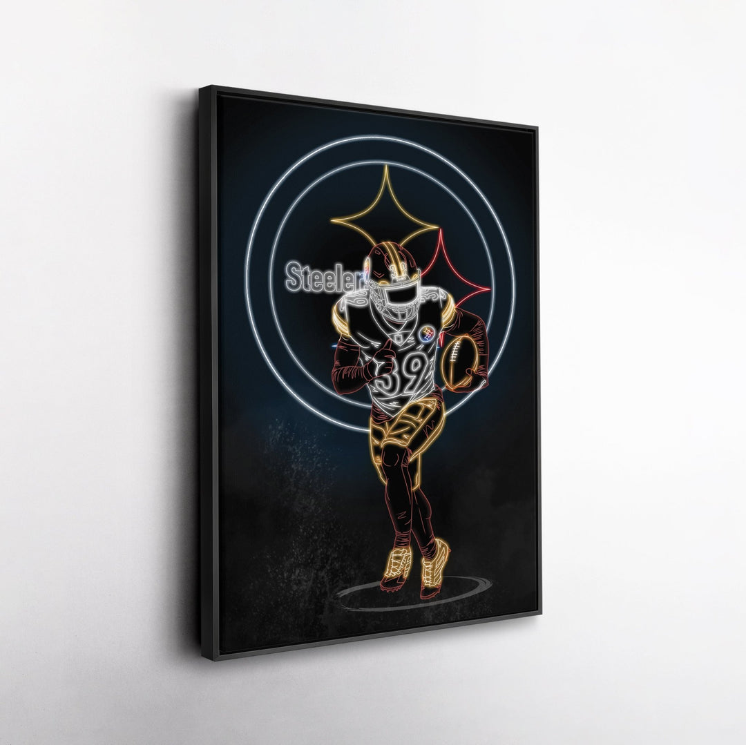 Minkah Fitzpatrick Neon Canvas Art | Steelers Wall Decor - CanvasNeon