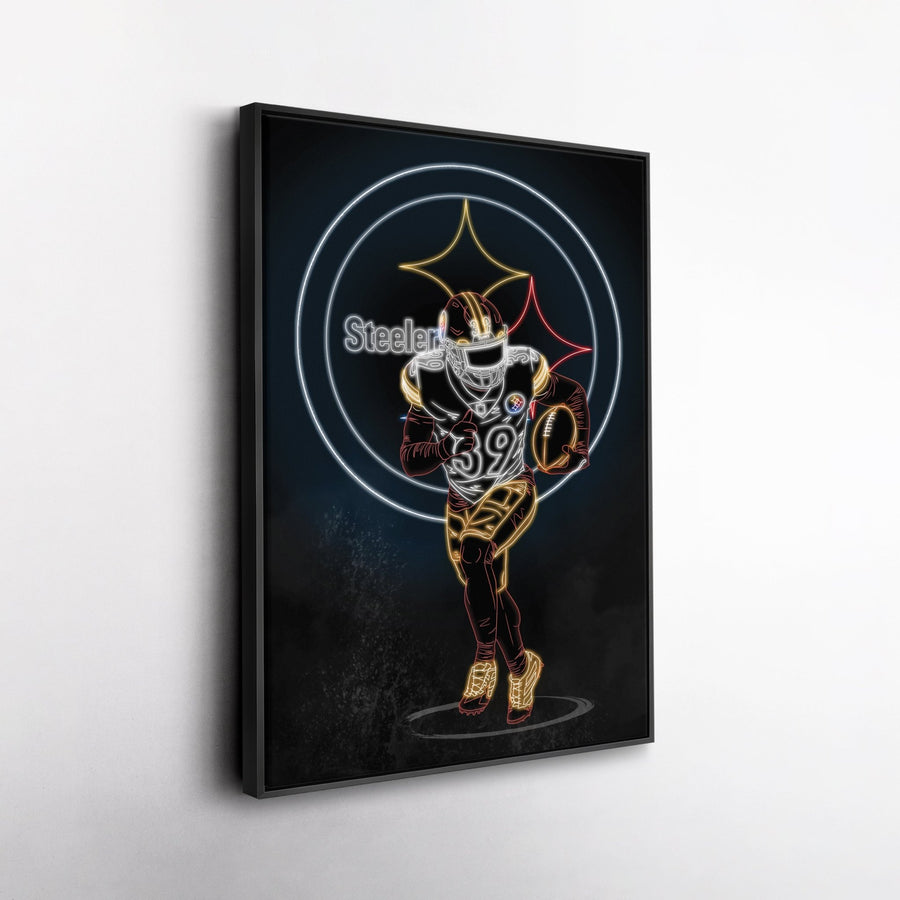 Minkah Fitzpatrick Neon Canvas Art | Steelers Wall Decor - CanvasNeon
