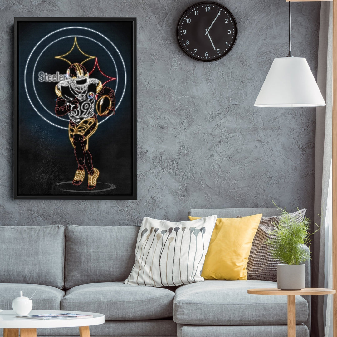 Minkah Fitzpatrick Neon Canvas Art | Steelers Wall Decor - CanvasNeon