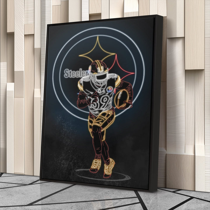 Minkah Fitzpatrick Neon Canvas Art | Steelers Wall Decor - CanvasNeon
