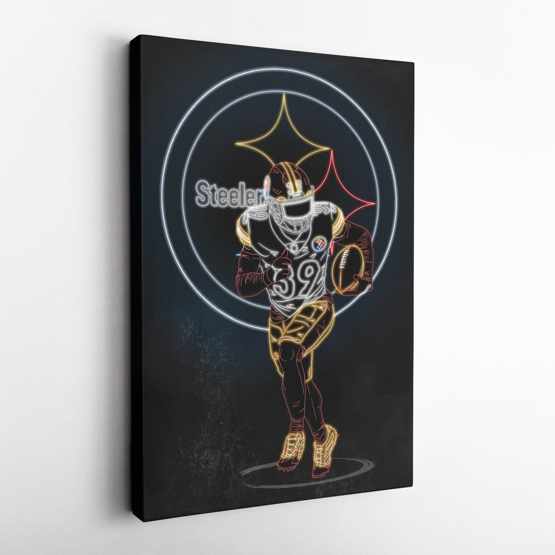Minkah Fitzpatrick Neon Canvas Art | Steelers Wall Decor - CanvasNeon