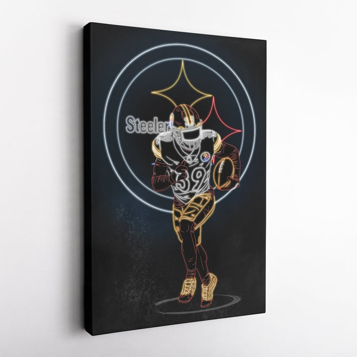 Minkah Fitzpatrick Neon Canvas Art | Steelers Wall Decor - CanvasNeon