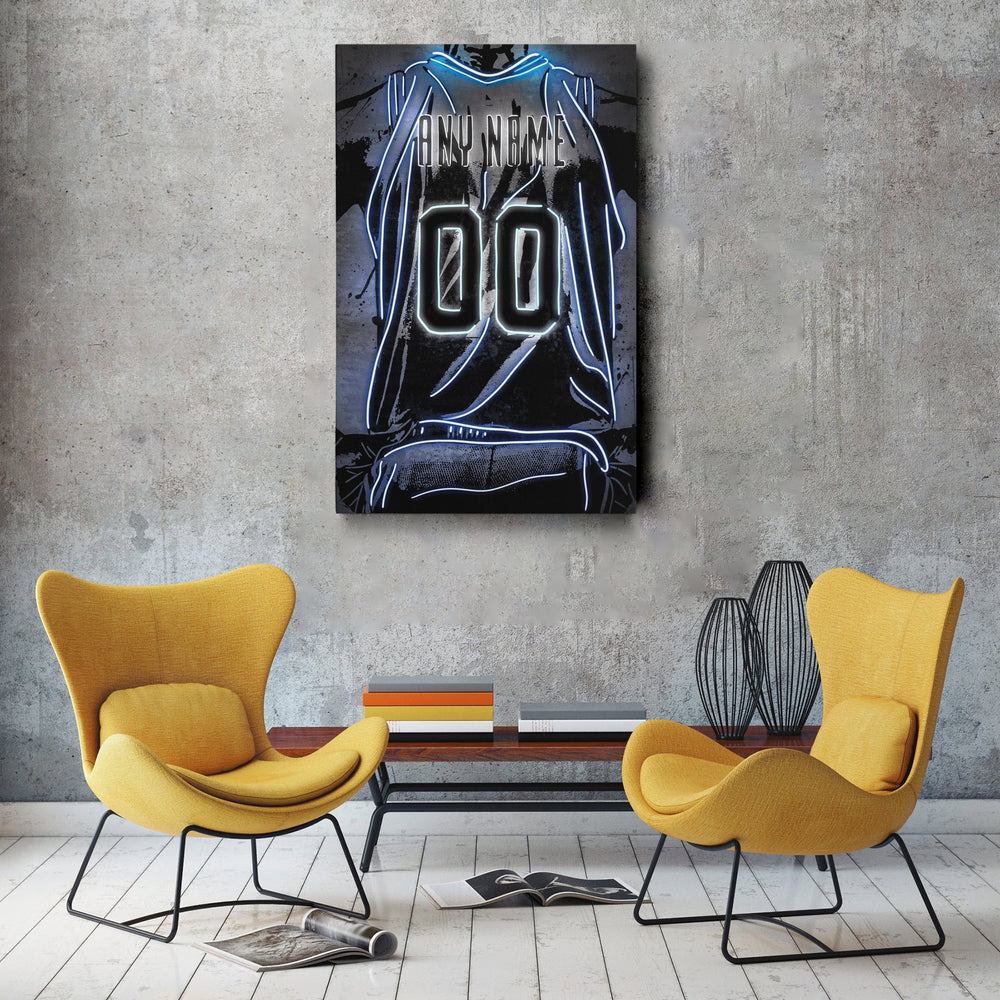 Minnesota Timberwolves Custom Jersey Canvas | Neon Wall Art - CanvasNeon