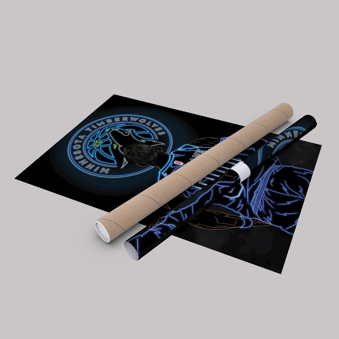 Minnesota Timberwolves Personalized Jersey Canvas | Neon Wall Art - CanvasNeon