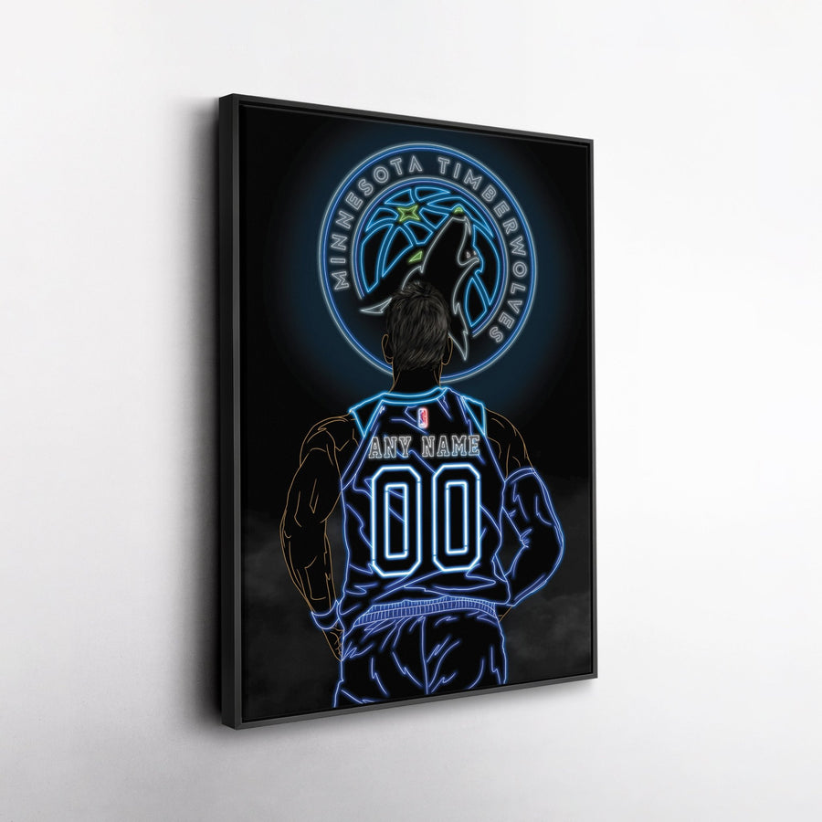Minnesota Timberwolves Personalized Jersey Canvas | Neon Wall Art - CanvasNeon