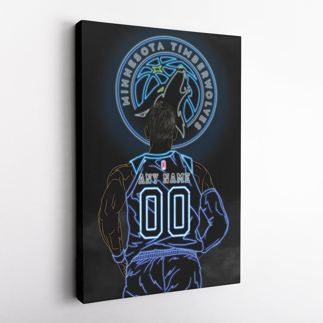 Minnesota Timberwolves Personalized Jersey Canvas | Neon Wall Art - CanvasNeon