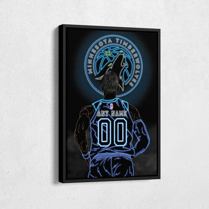 Minnesota Timberwolves Personalized Jersey Canvas | Neon Wall Art - CanvasNeon