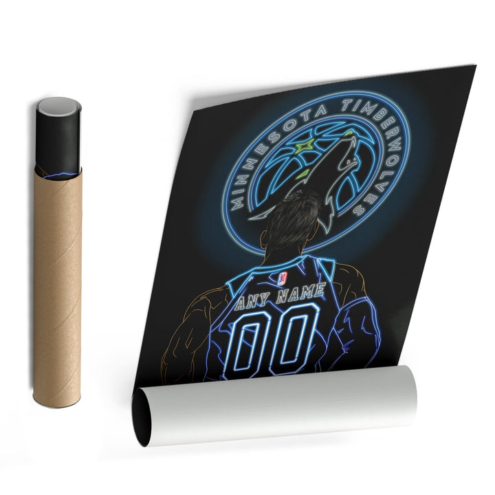Minnesota Timberwolves Personalized Jersey Canvas | Neon Wall Art - CanvasNeon
