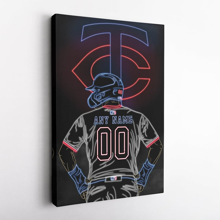 Minnesota Twins Personalized Jersey Canvas | Neon Wall Art - CanvasNeon