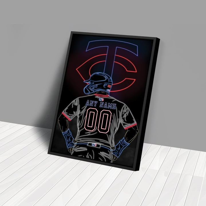 Minnesota Twins Personalized Jersey Canvas | Neon Wall Art - CanvasNeon