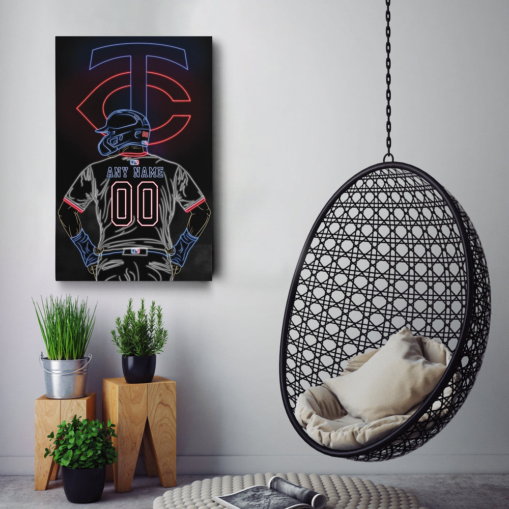 Minnesota Twins Personalized Jersey Canvas | Neon Wall Art - CanvasNeon