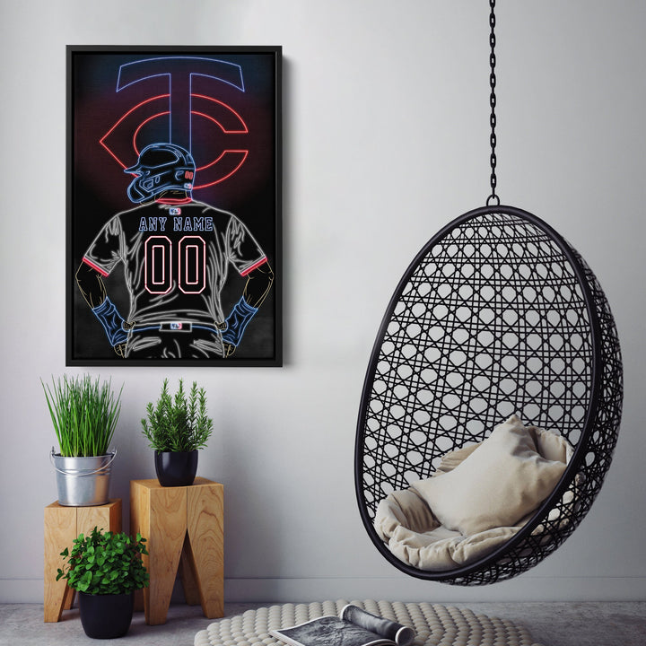 Minnesota Twins Personalized Jersey Canvas | Neon Wall Art - CanvasNeon