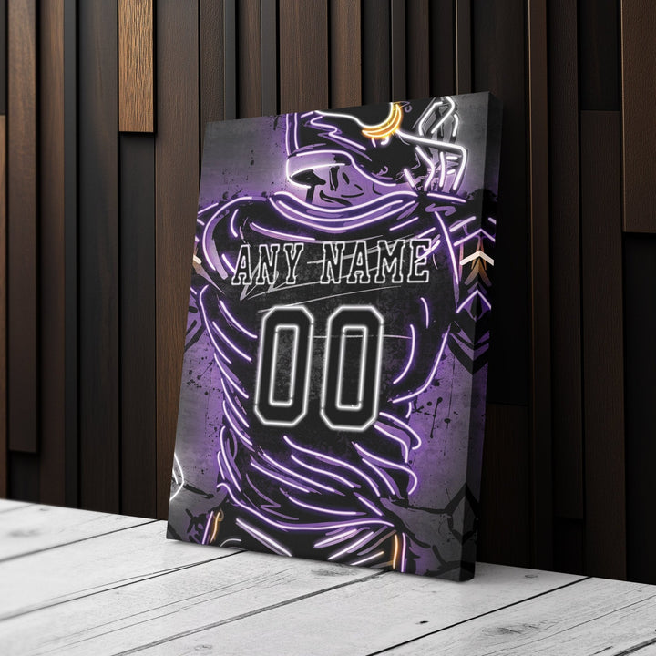 Minnesota Vikings Custom Jersey Canvas | Neon Wall Art - CanvasNeon