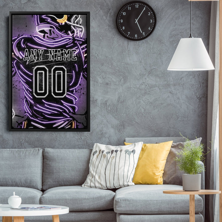 Minnesota Vikings Custom Jersey Canvas | Neon Wall Art - CanvasNeon