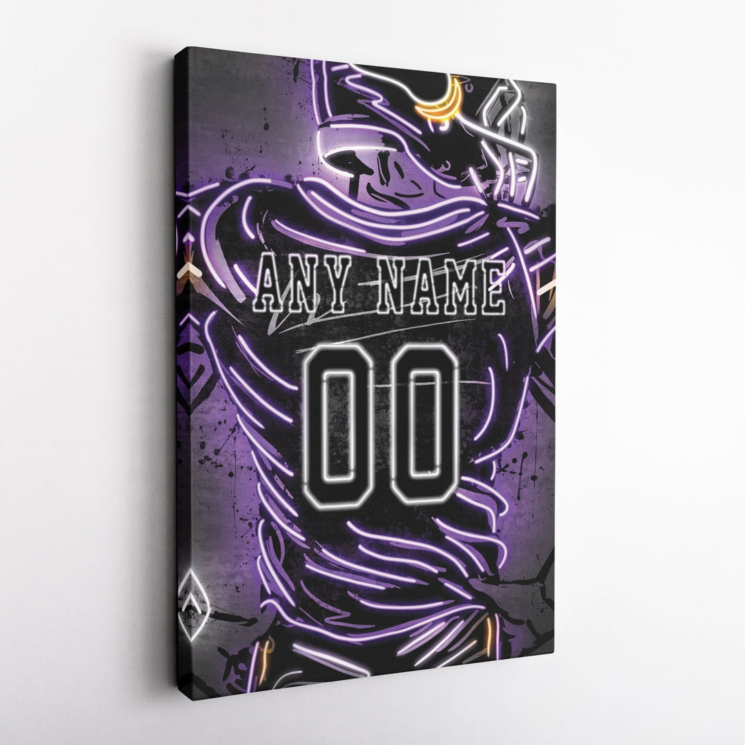 Minnesota Vikings Custom Jersey Canvas | Neon Wall Art - CanvasNeon