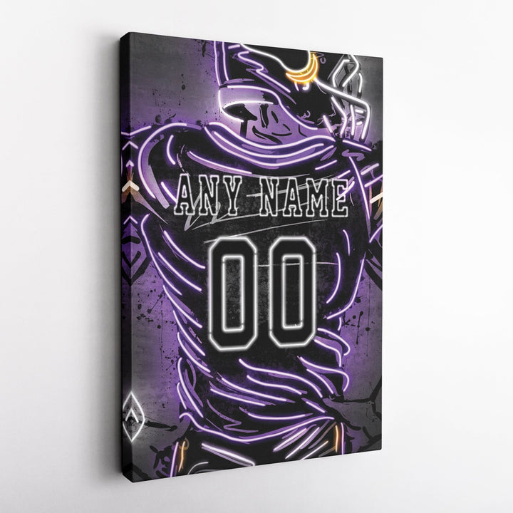 Minnesota Vikings Custom Jersey Canvas | Neon Wall Art - CanvasNeon