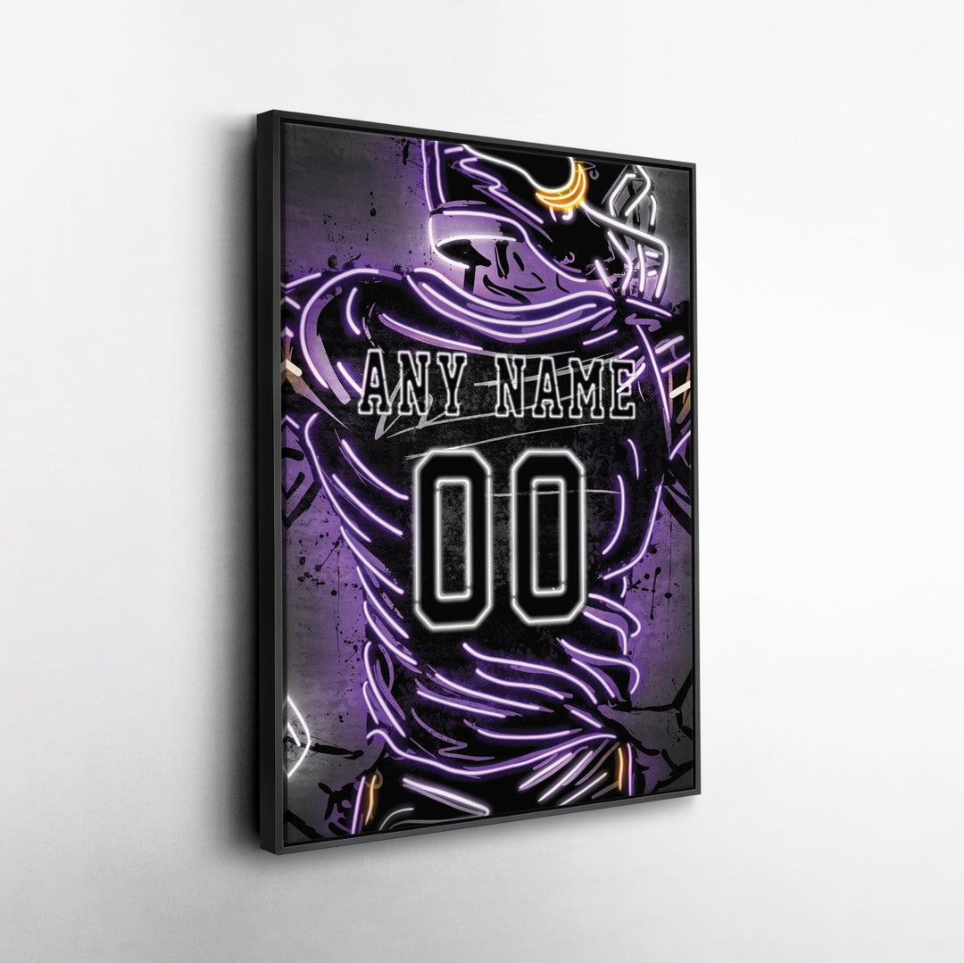 Minnesota Vikings Custom Jersey Canvas | Neon Wall Art - CanvasNeon