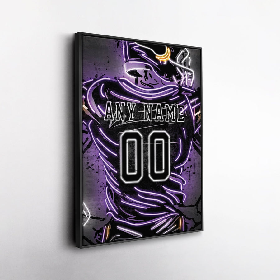 Minnesota Vikings Custom Jersey Canvas | Neon Wall Art - CanvasNeon