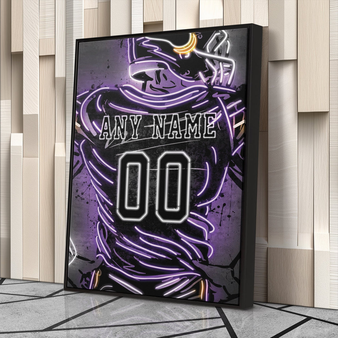 Minnesota Vikings Custom Jersey Canvas | Neon Wall Art - CanvasNeon