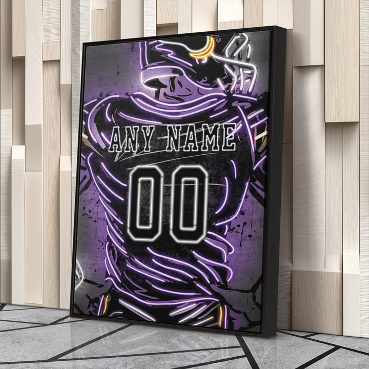 Minnesota Vikings Custom Jersey Canvas | Neon Wall Art - CanvasNeon