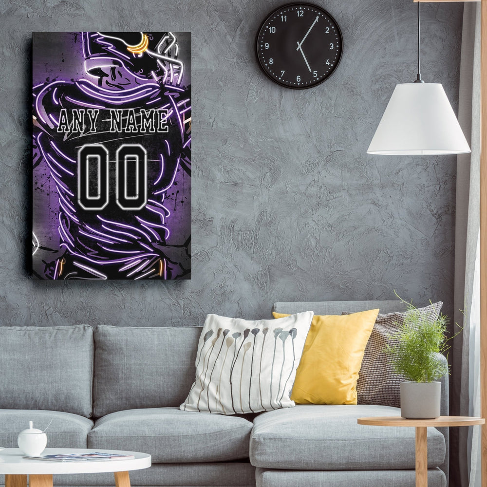Minnesota Vikings Custom Jersey Canvas | Neon Wall Art - CanvasNeon