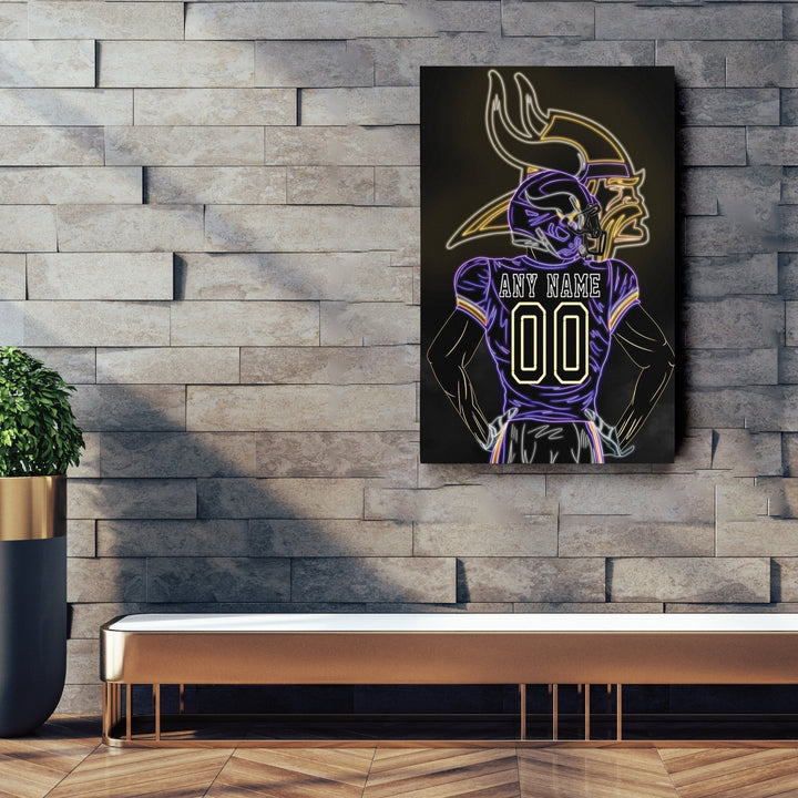 Minnesota Vikings Personalized Jersey Canvas | Neon Wall Art - CanvasNeon