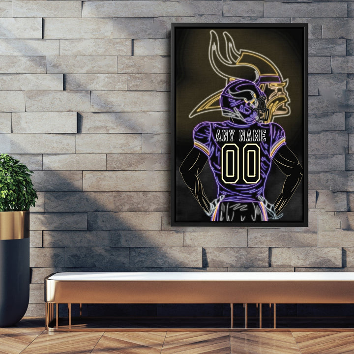 Minnesota Vikings Personalized Jersey Canvas | Neon Wall Art - CanvasNeon