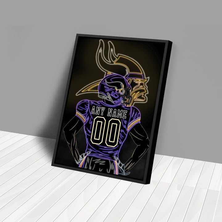 Minnesota Vikings Personalized Jersey Canvas | Neon Wall Art - CanvasNeon