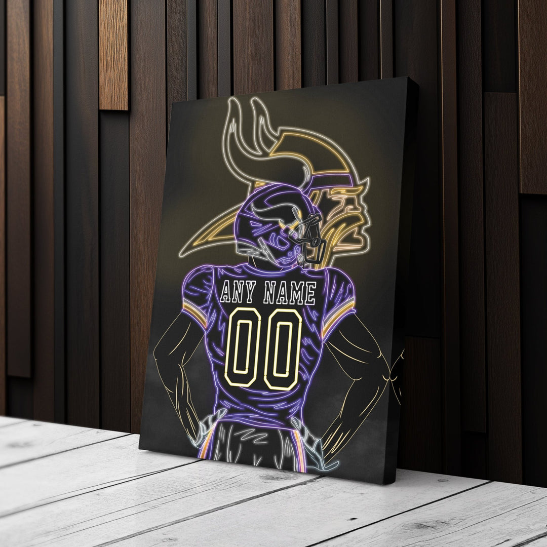 Minnesota Vikings Personalized Jersey Canvas | Neon Wall Art - CanvasNeon