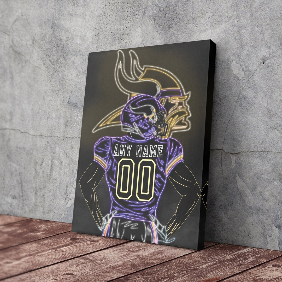 Minnesota Vikings Personalized Jersey Canvas | Neon Wall Art - CanvasNeon