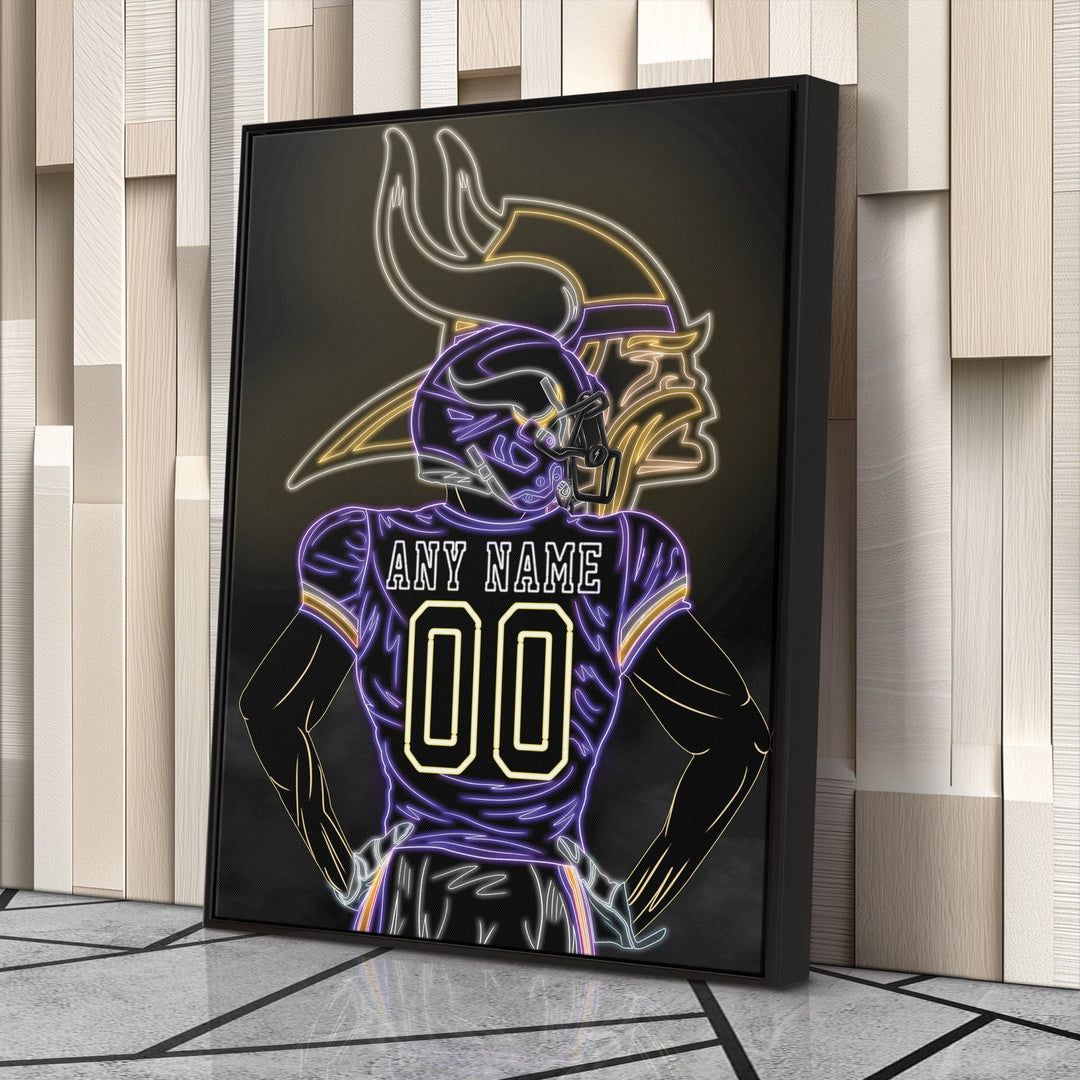 Minnesota Vikings Personalized Jersey Canvas | Neon Wall Art - CanvasNeon