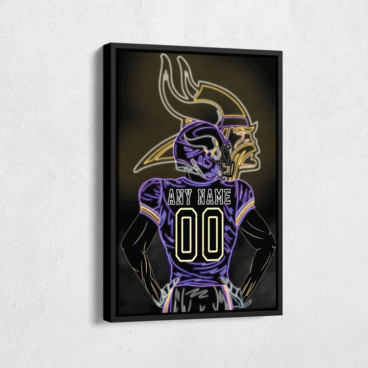 Minnesota Vikings Personalized Jersey Canvas | Neon Wall Art - CanvasNeon