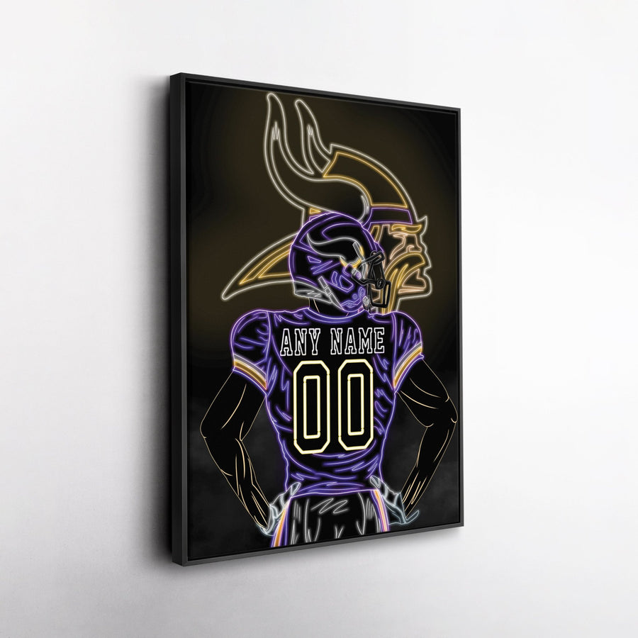 Minnesota Vikings Personalized Jersey Canvas | Neon Wall Art - CanvasNeon